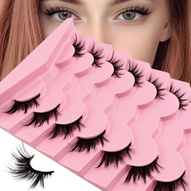 7 Pairs of Half Eyelashes, Cat Eye, 12 mm Short Cat's Eye Artificial Eyelashes, Natural Look, 1/2 Corner False Eyelashes Set, 3/4 Corner Eyelashes, Reusable, Lightweight Makeup Eyelashes (1-29)