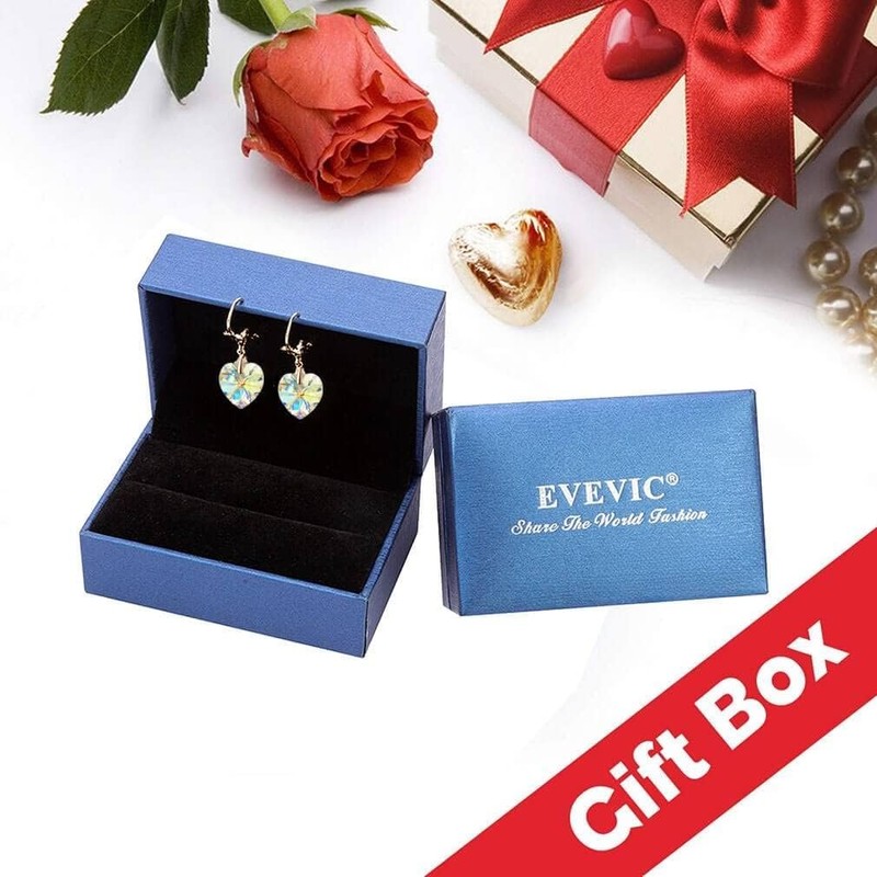 Austrian Crystal Heart Drop Leverback Earrings for Women Fashion Dangle