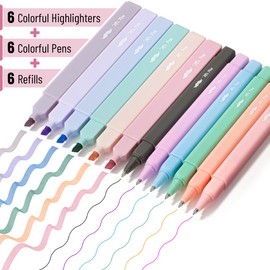 Mr. Pen- Aesthetic Highlighters and Pens with Case, 12 Pack, 6 Pen Refills, Cute Highlighters Assorted Colors, Colorful Ink Bible Pens, Bible Pens No Bleed Through, Highlighter Set