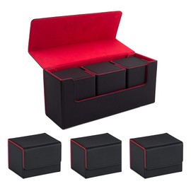 HG CHASING TRIBE Deck Case, Trading Card Case, Magnetic Loader, PU Leather, Holds 33 Magnetic Loaders, Holds 800 Cards, Large Capacity, Sleeve Compatible, Trading Card Case (1 Large Deck Case + 3