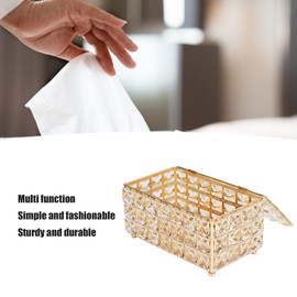 Crystal Tissue Box Cover, Rectangular Decorative Paper Box Facial Tissue Holder Modern Toliet Paper Box for Bathroom Napkin Holder(Gold)