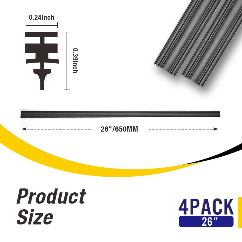 5 PLUS 26 Inch Windshield Wiper Refills (Pack Of 4),