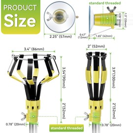Dreyoo 3 Pieces Set Light Bulb Changer, Standard Incandescent, Floodlight and Suction Cup Light Bulb Changer Compatible with Standard Threaded Extension Pole, Pole Not Included (Yellow)