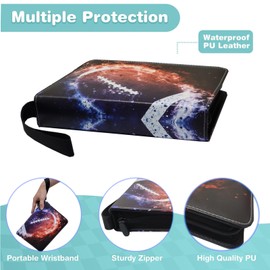 Cards Binder,400 Pockets Football Binder for Cards with 50 Removable Sleeves 4-Pocket Collection Binder, Trading Card Collector Zipper Album Holder