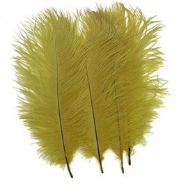 Shekyeon Yellow 10-12inch 25-30cm Ostrich Feather Home Decoration DIY Craft Pack of 10