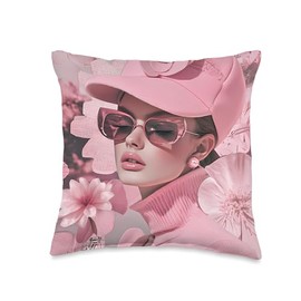 Cute Pink Coquette Collage Scrapbook Preppy Mood Board Throw Pillow