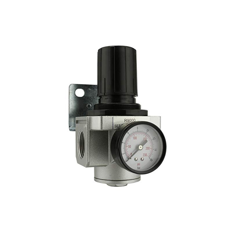 1" NPT Air Compressor Pressure Regulator with Gauge and Wall