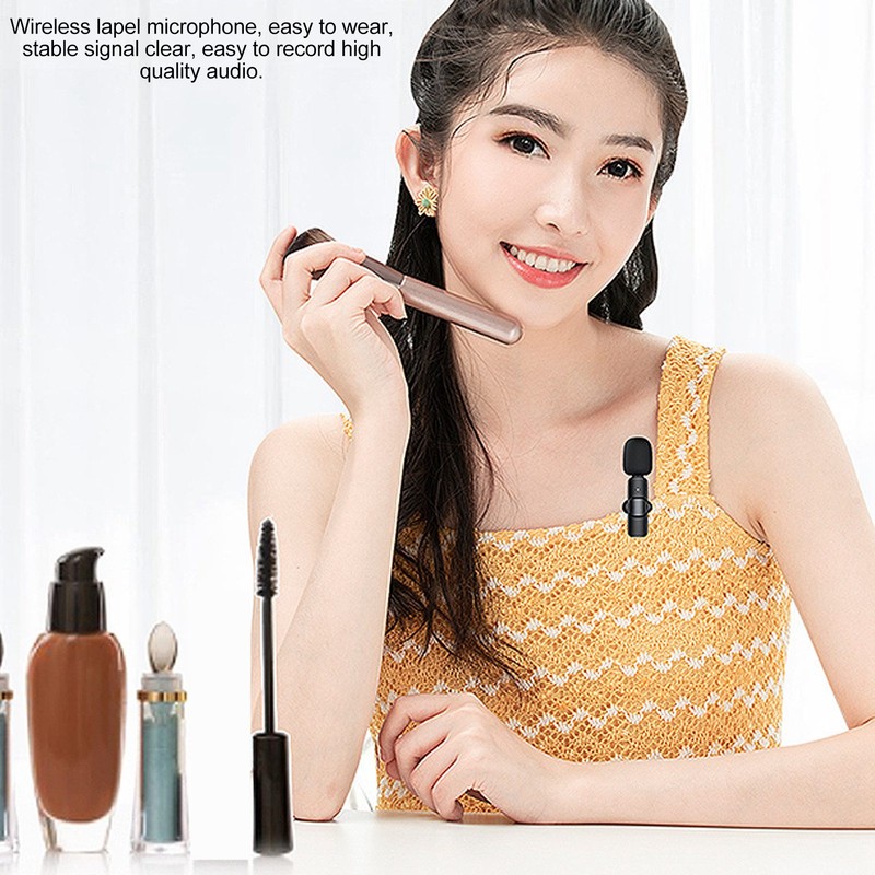 Wireless Lavalier Microphone Portable Noise Cancelling Professional Lapel Mic for