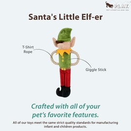 P.L.A.Y. Cute Plush Dog Toys - Merry Woofmas Christmas Themed Durable Squeaker Chew Toy, Great for Puppies & Small, Medium, Large Dog - Machine Washable, Recycled Material (Santa's Little Elf-er)