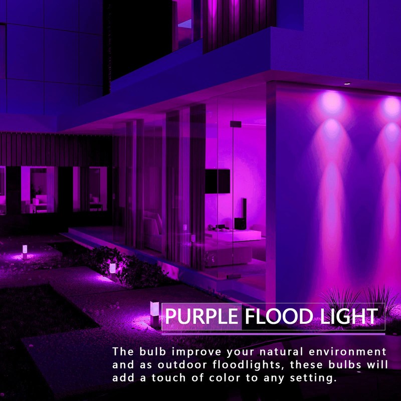 LOXYEE PAR38 Flood Purple Light Bulbs,4 Pack Dimmable,E26 Base Purple