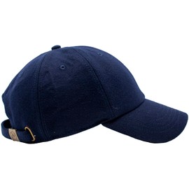 Gorra clásica de béisbol unisex de mezcla de lana de 6 paneles con hebilla de latón ajustable, Azul marino, Talla única