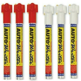 USC U.S. Chemical & Plastics AUTOWRITER PENS RED & WHITE - 6 Pens (3 RED/3 WHITE)