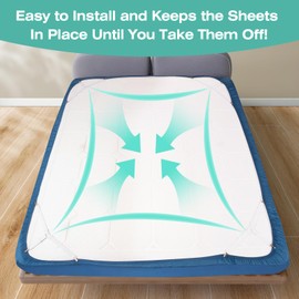 JBYAMUS JBYAMUS Bed Sheet Straps, Easy to Install Bed Sheet Clips, Fitted Sheet Clips Sheet Straps, Say Goodbye to The Messy Sheets (White-4 Pcs)