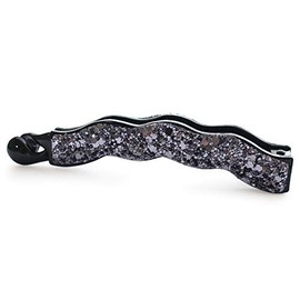 JewelVOX Hair Accessories, Glitter Wave, Banana Clip, BY-B7, Navy