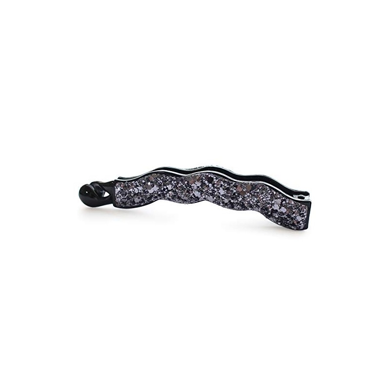 JewelVOX Hair Accessories, Glitter Wave, Banana Clip, BY-B7, Navy