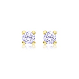 Carissima Women's Stud Earrings Birthstone Cubic Zirconia 9ct Yellow Gold 4mm, Yellow Gold, Cubic Zirconia