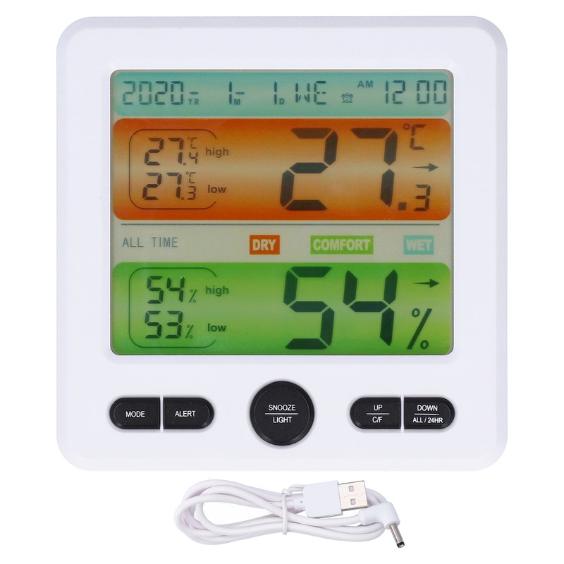 LCD Electronic Alarm Clock Temperature Humidity Monitoring Alarm for Indoor