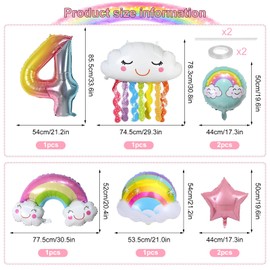 LETTERASHQP Rainbow Decoration Children's Birthday Girl 4 Years Rainbow Birthday Decoration Girls Rainbow Balloons Decoration Rainbow Birthday Rainbow Children's Birthday Girl Birthday Party