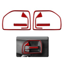 Car Carbon Fiber Decal Inner Door Bowl Sticker Interior Trim Cover for Jeep Wrangler 2011 2012 2013 2014 2015 2016 2017 Accessories (Red)
