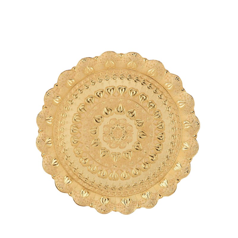 Turkish Tea Coffee Serving Tray Vintage Style Embossed Pattern Round