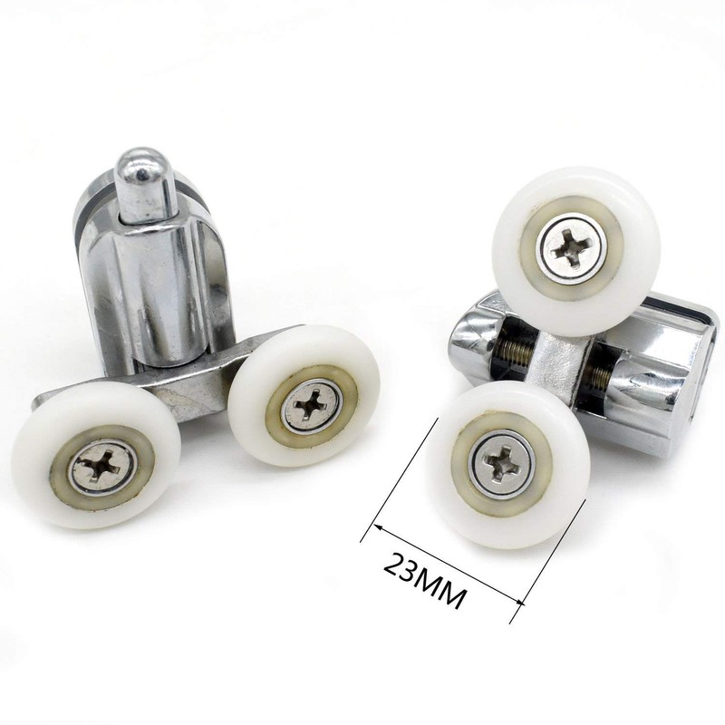 Shower Door Fixing Pulleys in Chrome - Top & Bottom
