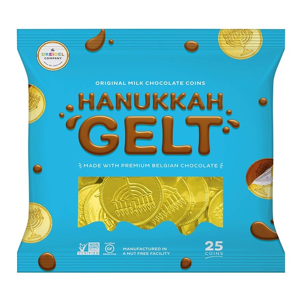 Original Milk Chocolate Coins - Hanukkah Gelt - Made with Premium Belgian Chocolate - Gluten Free - Non GMO - Nut Free - Kosher Certified- OUD (25 Coins)