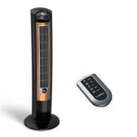 Lasko Oscillating Tower Fan, Remote Control, Ionizer, 3 Speeds, Timer, for Bedroom, Office, Kitchen 42", Black, T42950