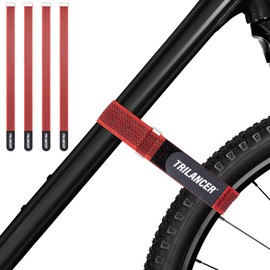 Bicycle Carrier Straps, 4 Pack Trilancer Adjustable Bicycle Stabilizer Straps, Tie Down Straps with Hook and Loop for Car and Wall Mount for Transport and Storage, Red (65 cm x 3.8 cm)