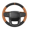 MEWANT DIY Black Brown Artificial Leather Steering Wheel Wrap for