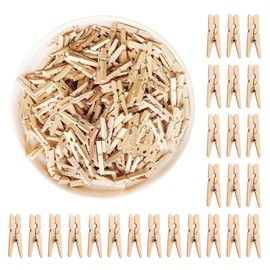 HAALII Super Mini Photo Pins, Wooden Clips for Outdoor Hanging Pictures, Natural Wood, Clothing, 200 Pieces, 3 cm Length