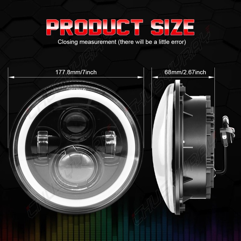CHUSYYRAY DOT 7inch Motorcycle LED Headlight Hi/Lo Beam for Honda