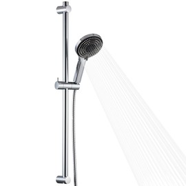 OFFO Shower Slide Bar Combo, Adjustable 33-inch Slide Bar with 6-Mode High Pressure Handheld Shower Head and 60-inch Stainless Steel Hose, Screw Wall Mounted, Chrome