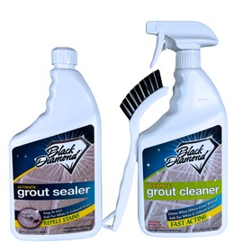 Grout Cleaner & Sealer Bundle W/Brush: Cleaner & Protector for all grout types; All Tile & Natural Stone floors, showers, & countertops