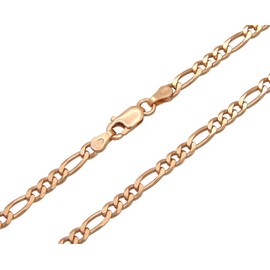 Kauf-mich-weg Figaro Chain 925 Sterling Silver Rose Gold-Plated 3.5 mm Wide 50 cm Long Silver Chain Necklace Rose Chain Women, Silver
