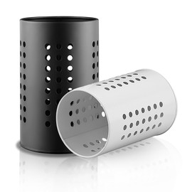 Kyraton Kitchen Utensil Holder Set Of 2, Stainless Steel Utensil Holder, Spatula Utensil Organiser, Kitchen Decoration, Black & White
