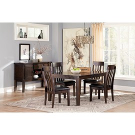 Signature Design by Ashley Haddigan Faux Leather Cushioned Rake Back Dining Chair, 2 Count, Dark Brown