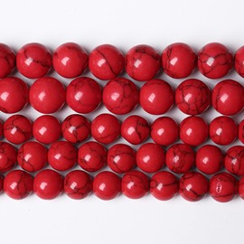 90pcs 4mm Natural Stone Beads Red Turquoise Gemstone Round Loose Beads for Jewelry Making Crystal Energy Stone Healing Power DIY Bracelets (Red Turquoise Beads, 4mm)