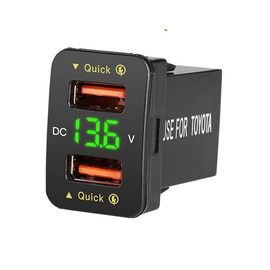 YOBIS Power Socket, 2 USB Ports, Communication Panel, Smartphone Charger, USB Power, Digital Voltage, Switch Hole, Compatible with Toyota Vehicles