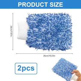 Lotnery 2 Pack Microfibre Car Wash Mitts, Ultra-Soft Dual-Surface Scratch-Free Gloves, Super Absorbent Microfibre Gloves for Scratch-Free Car Cleaning (Red/White & Blue/White)