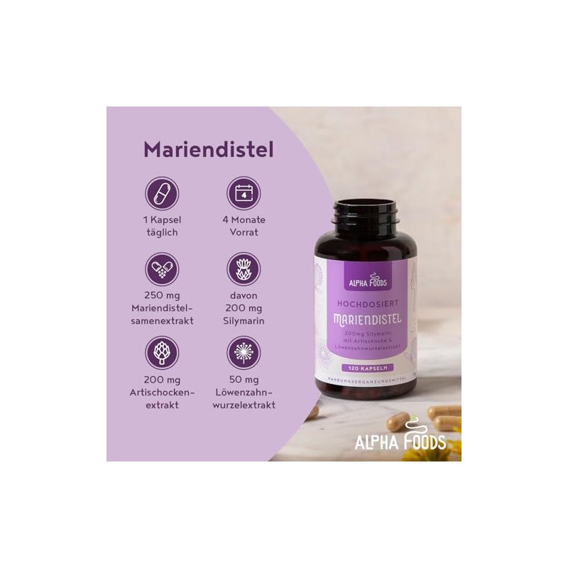 Milk Thistle Artichoke & Dandelion – 120 Capsules – German