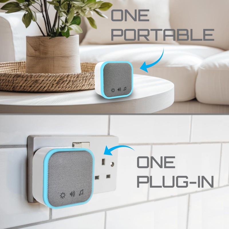 Uni-Com Wireless Portable & Plug-in Door Chime Set, 150m Operating