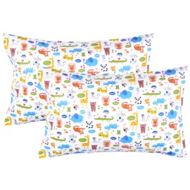 Scientific Sleep Animals Lion Tiger Lemur Chameleon Elephant Koala Toucan Panda 2 Pcs Cartoon Kids Pillowcases 100% Cotton Cozy Standard 20" X 30" Pillowcase (Animals 2)