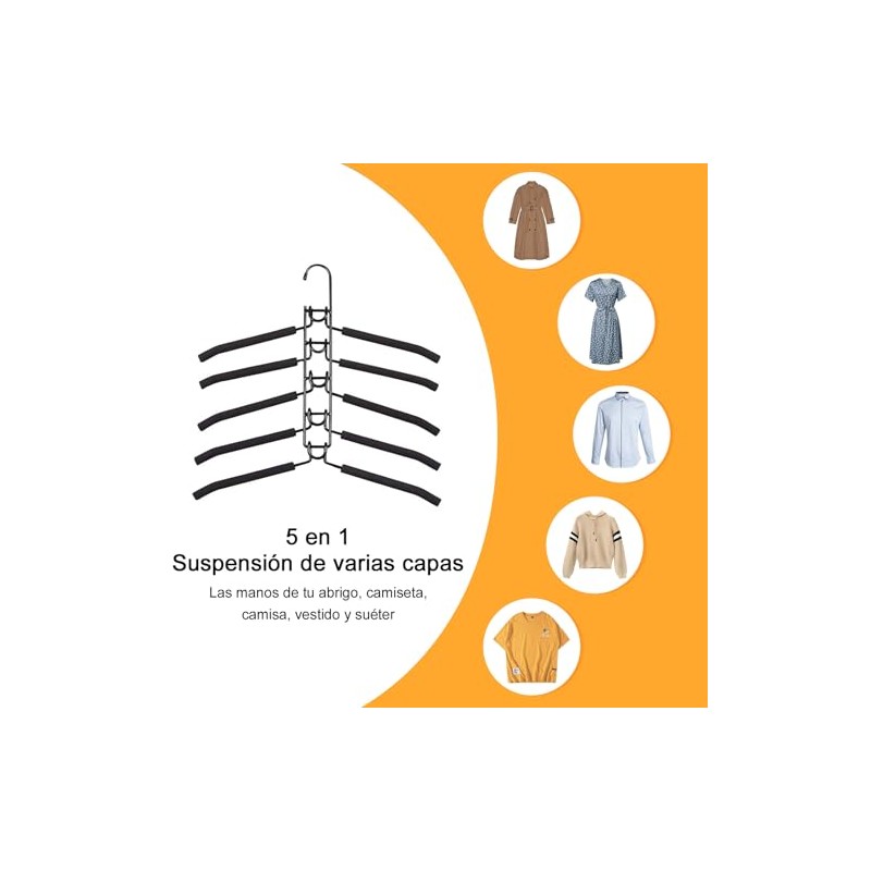 Ganchos para Ropa, 2 Piezas Ganchos para Pantalones Multicapa Desmontable