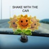 Shaking Sunflower Car Accessories Dashboard Decorations, Smiley Handmade Knitted for