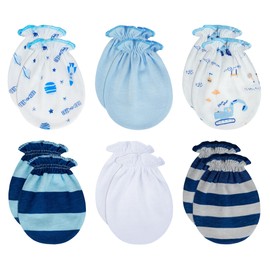 RATIVE RATIVE Newborn Baby Cotton Gloves Sleep Sleeping No Scratch Mitten Mittens Mitts Set for 0-3 0-6 Months Boy Boys Girl Girls (6 Pairs/MB-67)