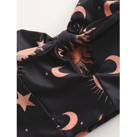 ZAFUL Women Ribbed Keyhole Tied High Waisted Bikini Spaghetti Straps Two Pieces Swimsuit Bathing Suit Sun Black L