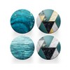 4 x Round Art Deco Coasters - Teal Blue Agate