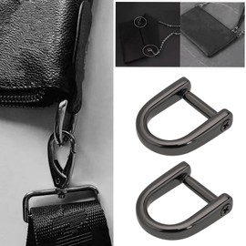 Briny River 10 Pieces Zipper D-Rings with Screw 1/2 x 0.58 Inch Inner Diameter 0.35 Inch Screw in D-Rings for DIY DIY Leather Craft Accessories Key Chain, Gun Black