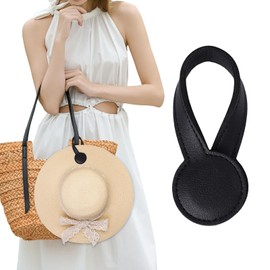 DOINEUFL Magnetic Hat Clips for Travel on Bag, Leather Hat Holder Clip for Bag, Strong Magnetic Hat Bag Clip for Sun Hats, Hands-Free Hat Carrier for Holiday & Beach (Khaki)