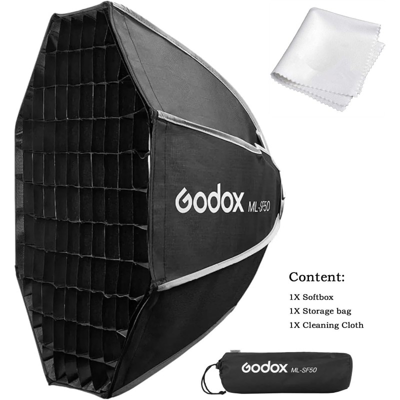 Godox ML-SF50 Octagon Softbox, 50cmX50cm, Godox Mount Softbox for Godox